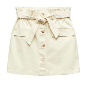 Zara Cream Belted Mini Skirt